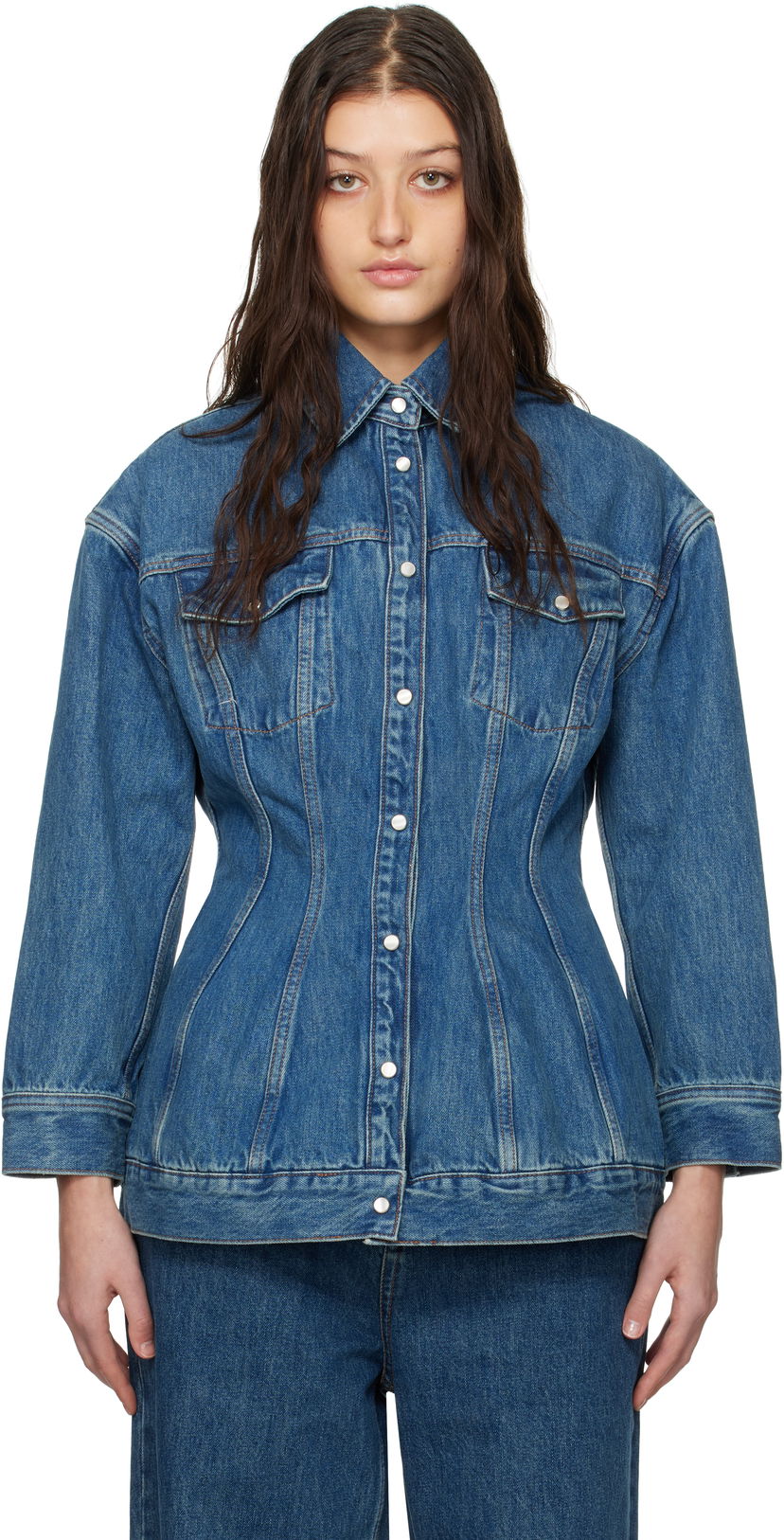 Takki WARDROBE.NYC WARDROBE.NYC Contour Denim Jacket Sininen | W6001F24DE