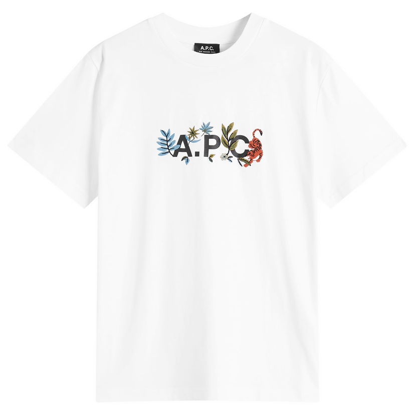 T-paita A.P.C. Men's Auguste Nature Logo T-Shirt, Size Medium Valkoinen | COBQX-M26497-AAB