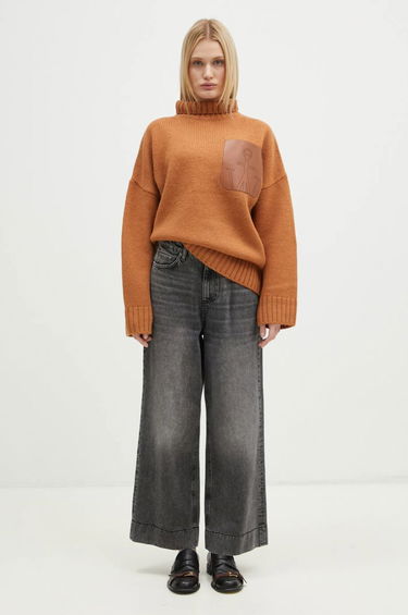 Villapaita JW Anderson JW Anderson Leather Patch Pocket Turtleneck Jumper Ruskea | KW1292.YN0367.619, 3
