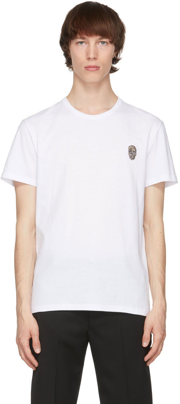 T-paita Alexander McQueen Alexander McQueen Skull Badge T-Shirt Valkoinen | 662486QRX04