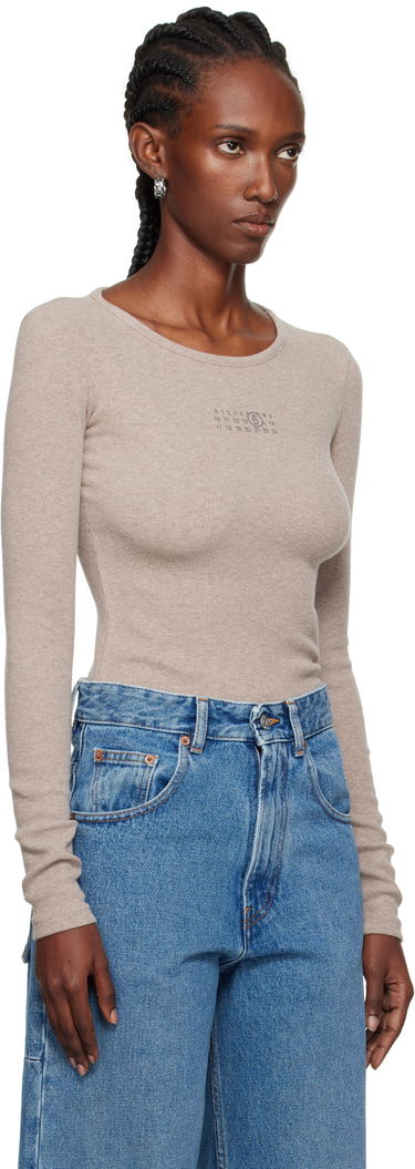 T-paita Maison Margiela MM6 Maison Margiela Wool Blend Rib Jersey Long Sleeve T-Shirt Musta | S52NH0029 M20122, 4