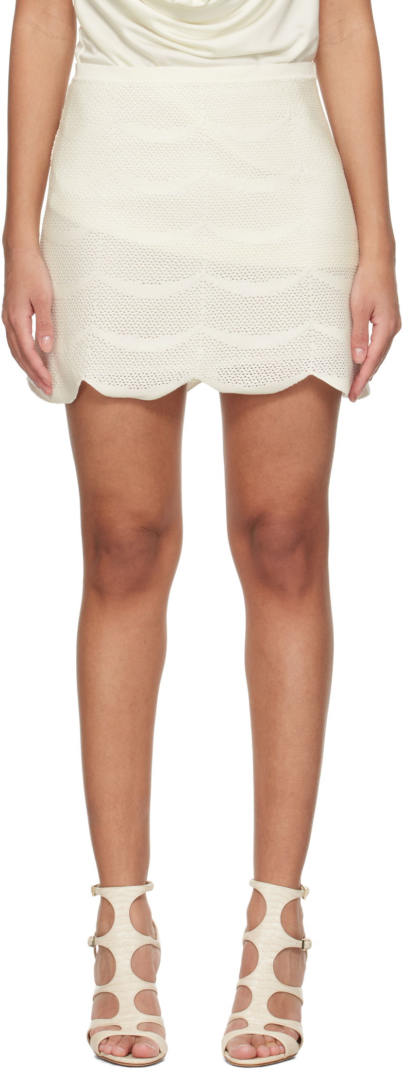 Hame Tom Ford Tom Ford Crescent Silk Cotton Mesh Miniskirt Valkoinen | GCK215-YAX844