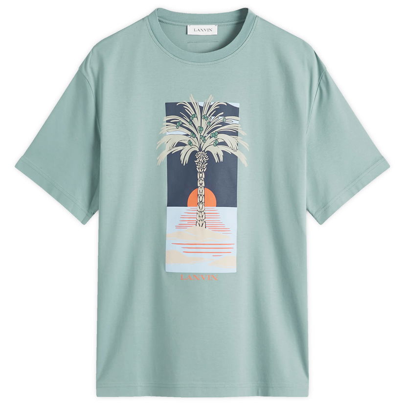 T-paita LANVIN Lanvin Men's Palm Tree Graphic T-Shirt Vihreä | RM-TS0115-J173-P25-414