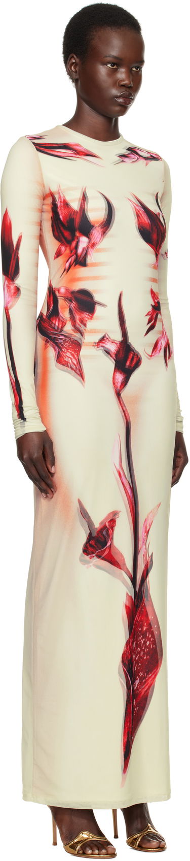 Mekko Jean Paul Gaultier Jean Paul Gaultier 'The Flower Body Morphing Marinière' Maxi Dress Beige | 25/33-F-RO371-T581-422030, 1