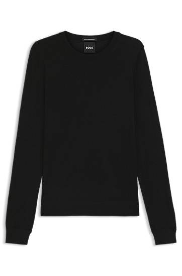 Villapaita BOSS BOSS Superfine Merino Wool Crew-Neck Sweater Musta | 50544987
