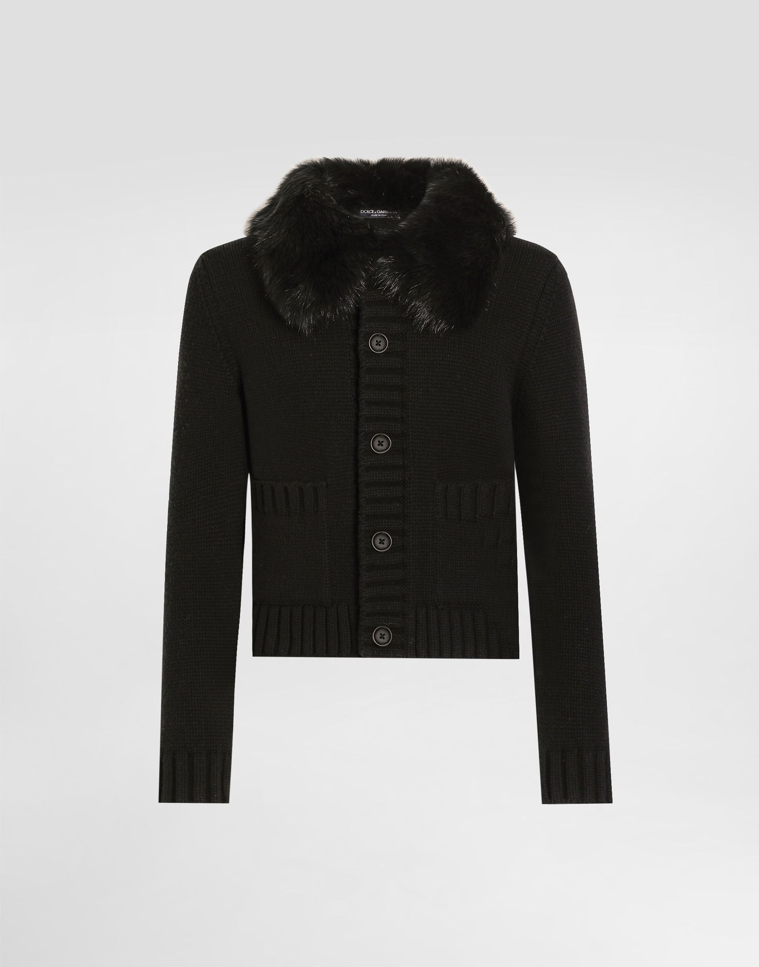 Takki Dolce & Gabbana Dolce & Gabbana Wool Jacket with Faux Fur Collar Musta | GXVD3ZJDVBZN0000, 0