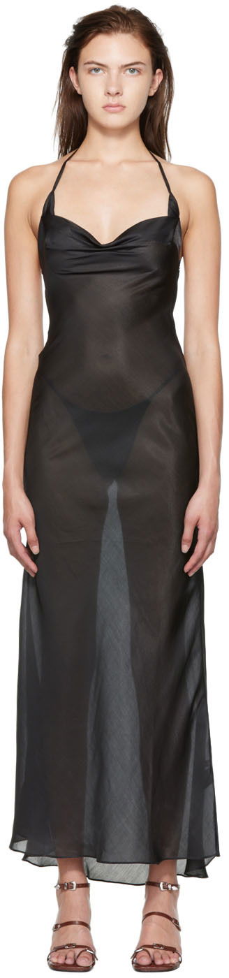 Mekko GUIZIO Guizio Exclusive Halter Neck Maxi Dress Musta | SD 3