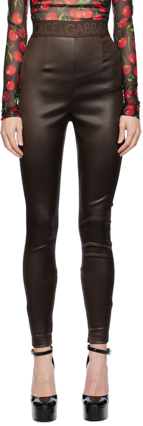 Leggingsit Dolce & Gabbana Brown Zip Leggings Ruskea | FTCNAT FURMV
