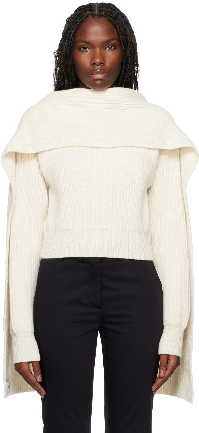 Villapaita Erdem Draped Cowl Neck Sweater Valkoinen | AW24_W1KT5_IVCAK