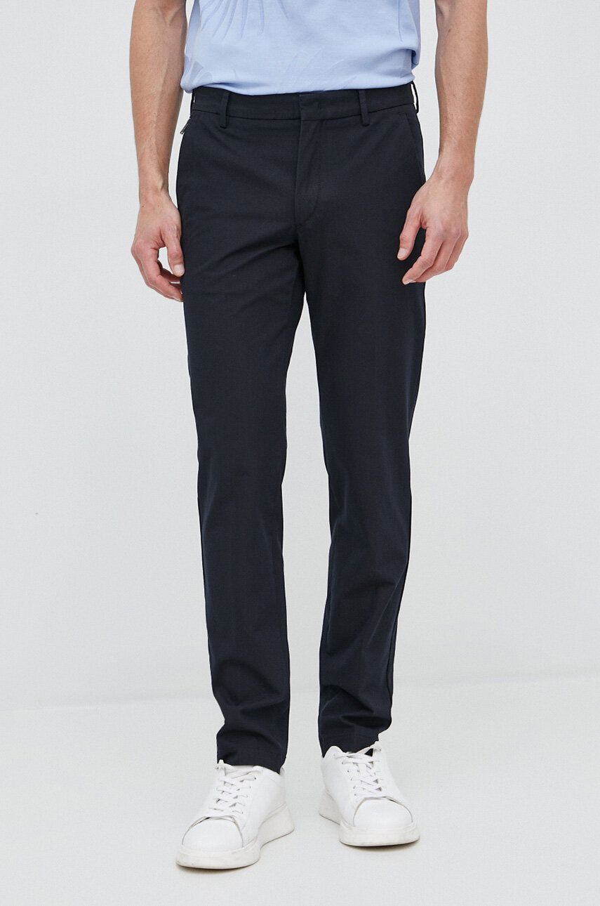 Housut BOSS Slim-Fit Trousers In a Cotton Blend With Stretch Tummansininen | 50487754, 0