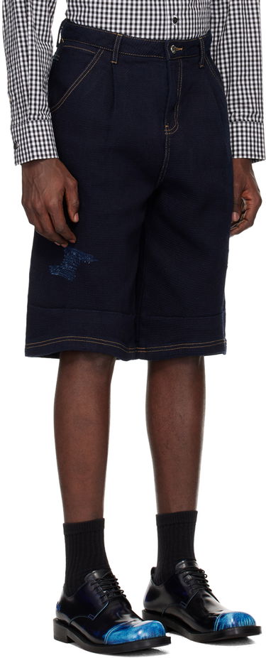 Shortsit ADER ERROR Printed Denim Shorts Tummansininen | BN01SSJE0203BL, 4