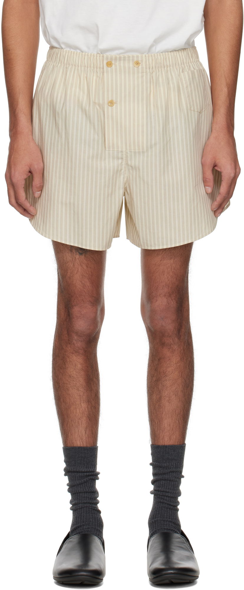 Nyrkkeilijät The Row The Row Nicasio Striped Shorts Beige | 892-W3585