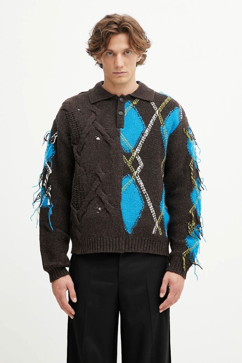 Villapaita Andersson Bell Andersson Bell Argyle Fisherman Polo Sweater Ruskea | atb1346m