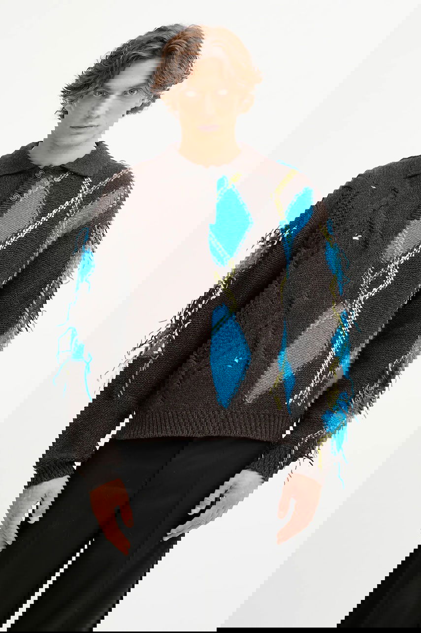 Villapaita Andersson Bell Andersson Bell Argyle Fisherman Polo Sweater Ruskea | atb1346m, 0