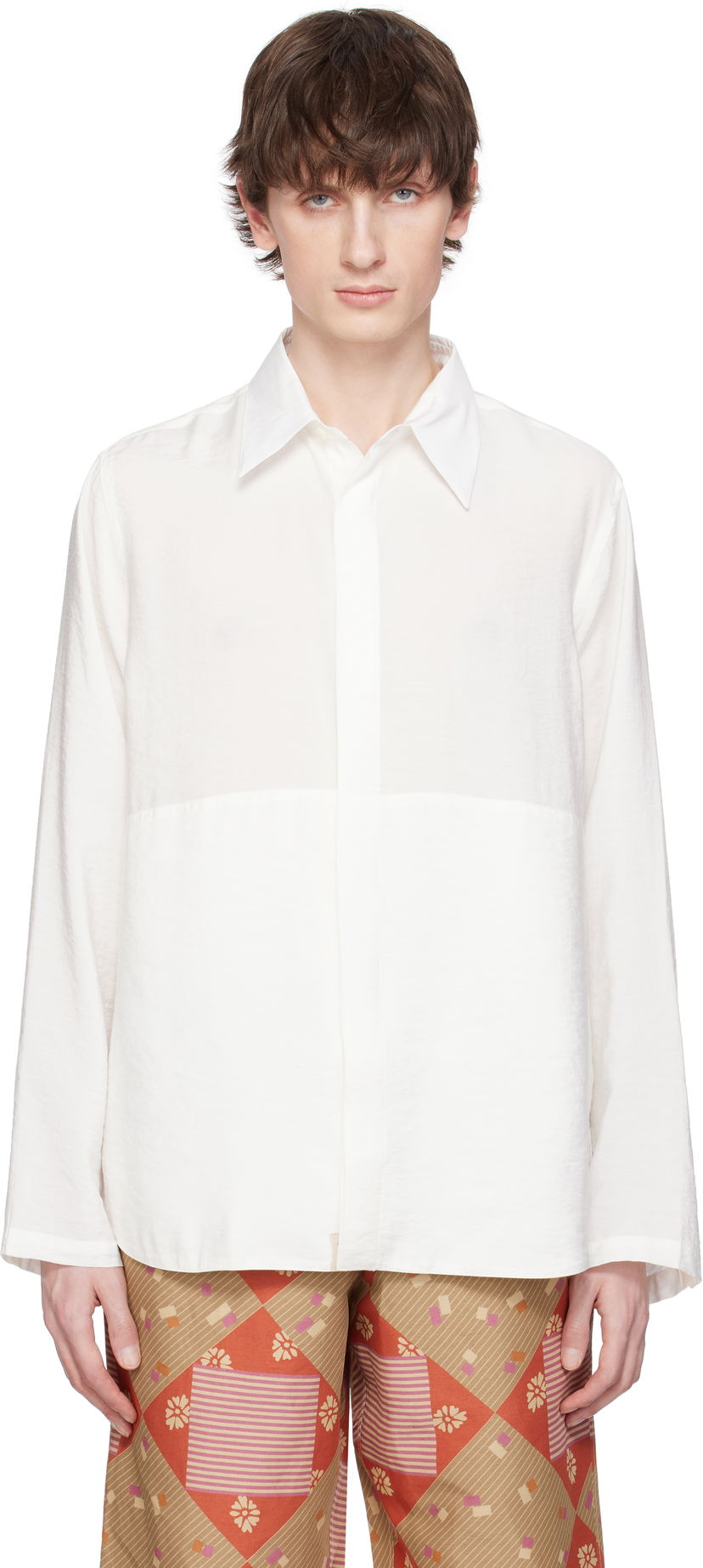 Paita Ranra RANRA Maker Gauze Modal Poly Classic Shirt Valkoinen | AMSS25LS01550