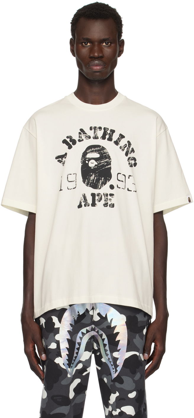 T-paita BAPE Screen Print College Relaxed Fit T-shirt Valkoinen | 001TEK801320M