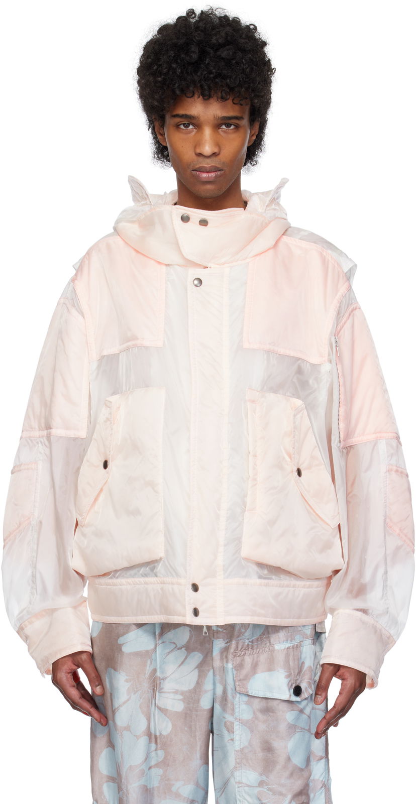 Tuulitakki Dries Van Noten Dries Van Noten Satin Hooded Jacket Vaaleanpunainen | 251-020519-1256