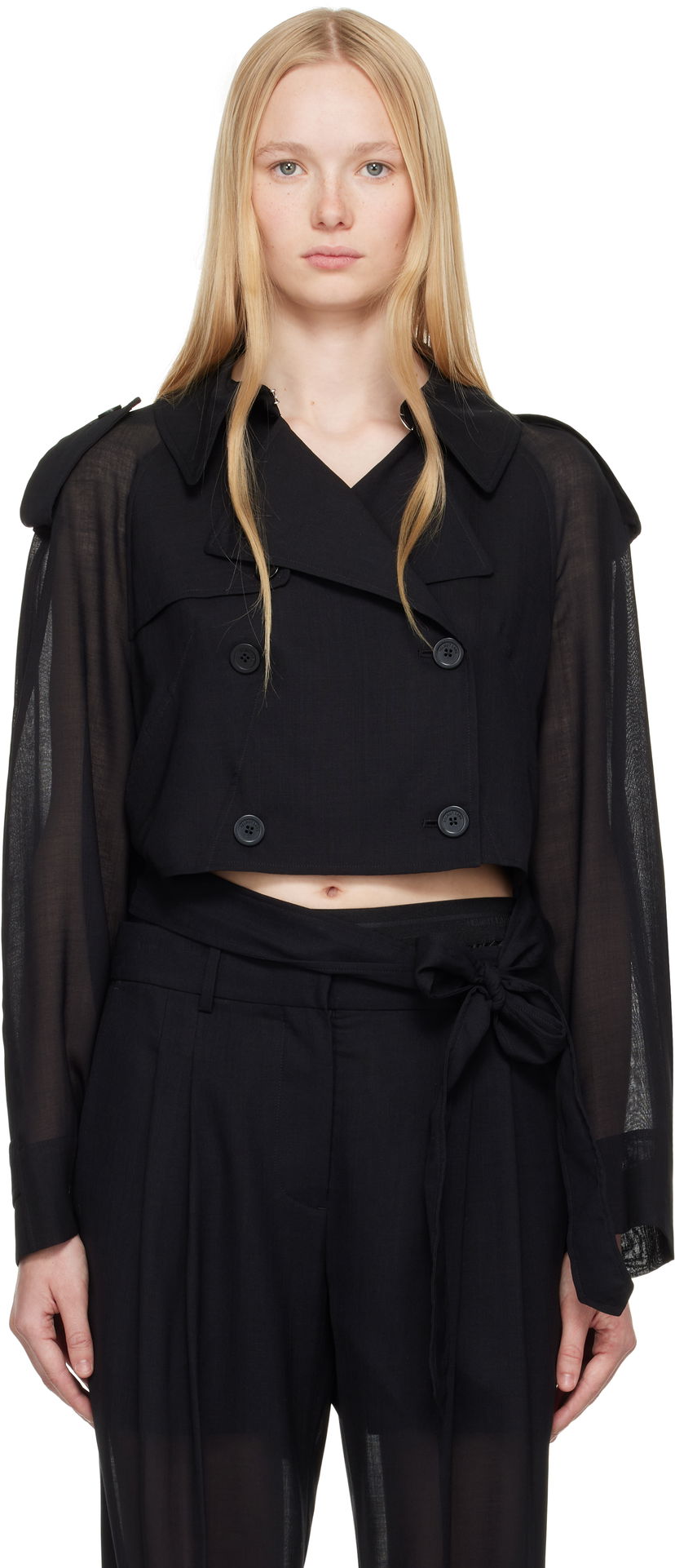 Trenssitakki Helmut Lang Helmut Lang Cropped Trench Coat Musta | P01HW101