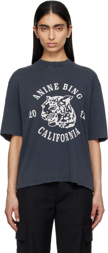Crop top Anine Bing Anine Bing Avi Collegiate Leopard T-Shirt Harmaa | A-08-10922-BLK5, 0