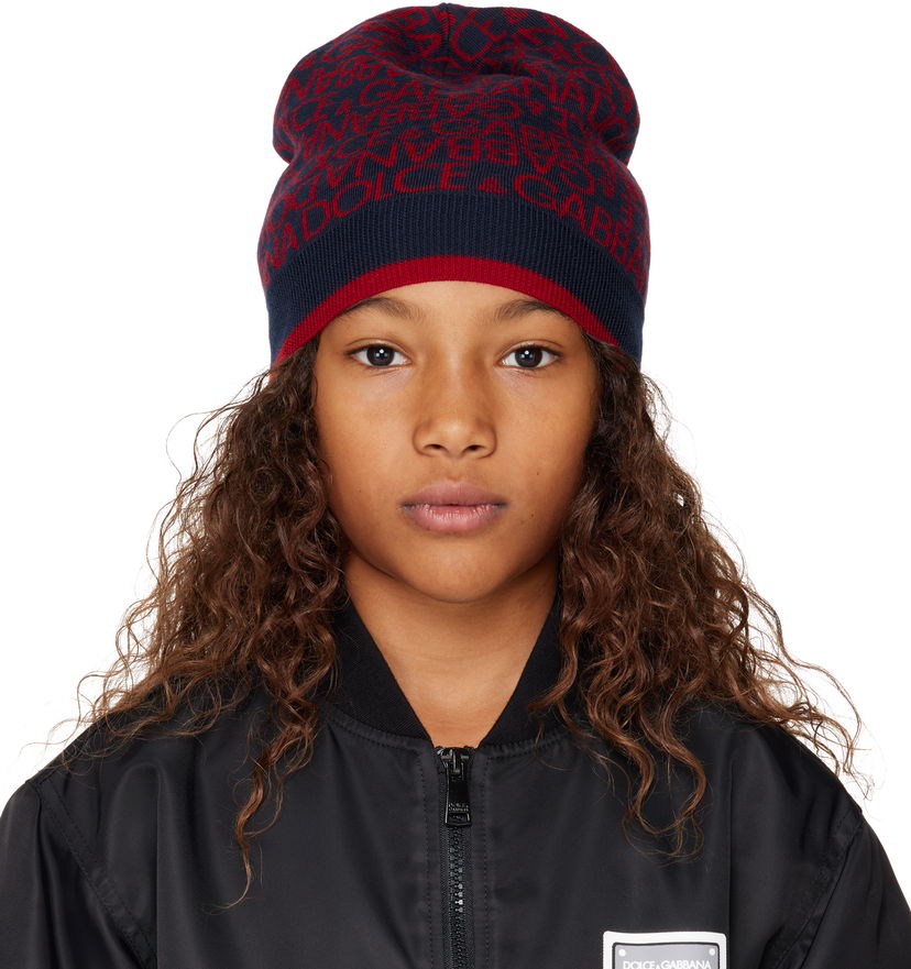 Bomber-takki Dolce & Gabbana Dolce&Gabbana Kids Jacquard Knit Beanie Musta | LBKHA7 JCVW1