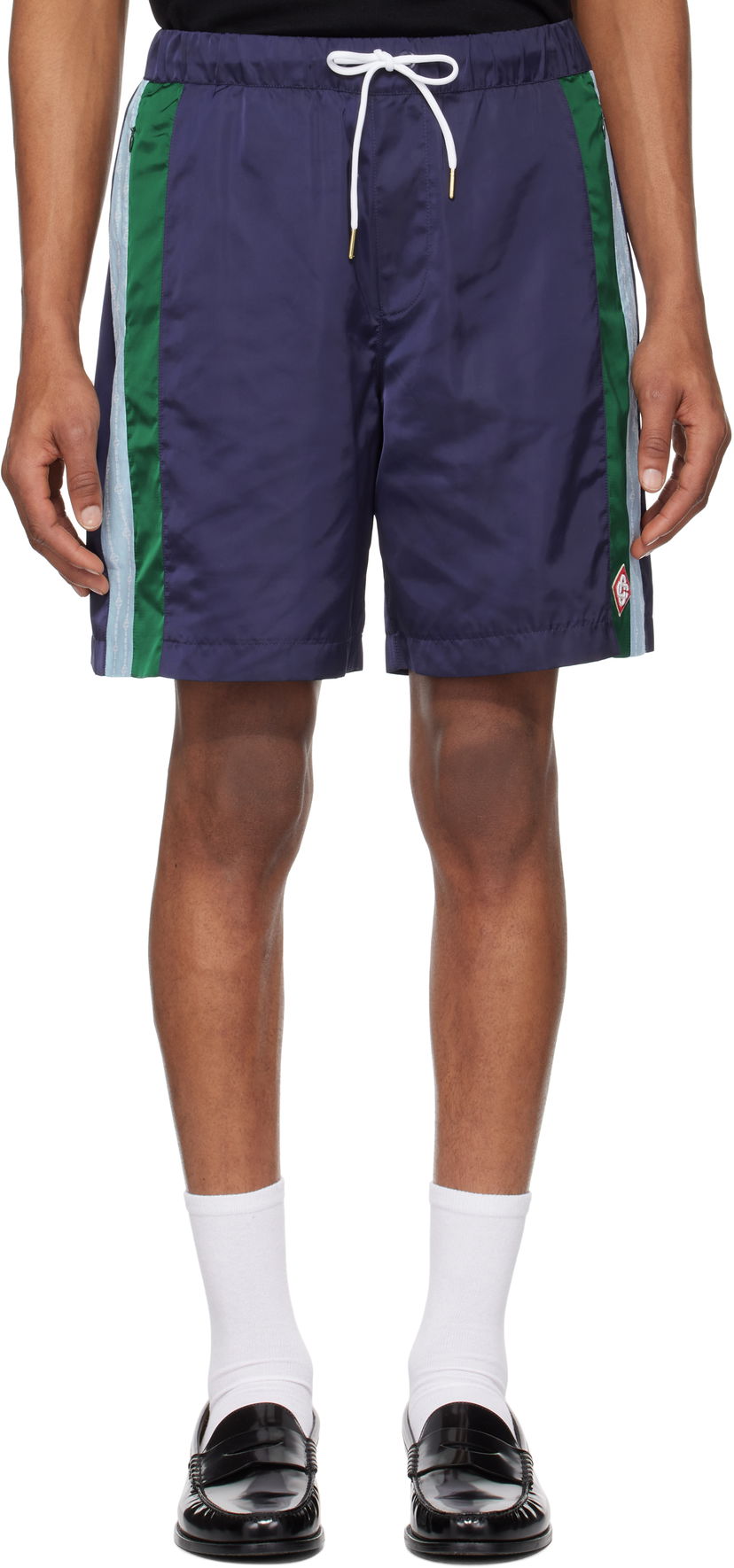 Shortsit Casablanca Casablanca Pinstripe Laurel Track Shorts Tummansininen | MS25-TR-273-01