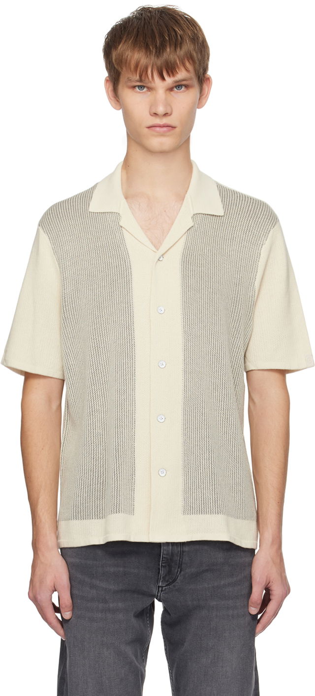 Paita rag & bone Harvey Striped Knitted Shirt Valkoinen | MBS22S013KI13