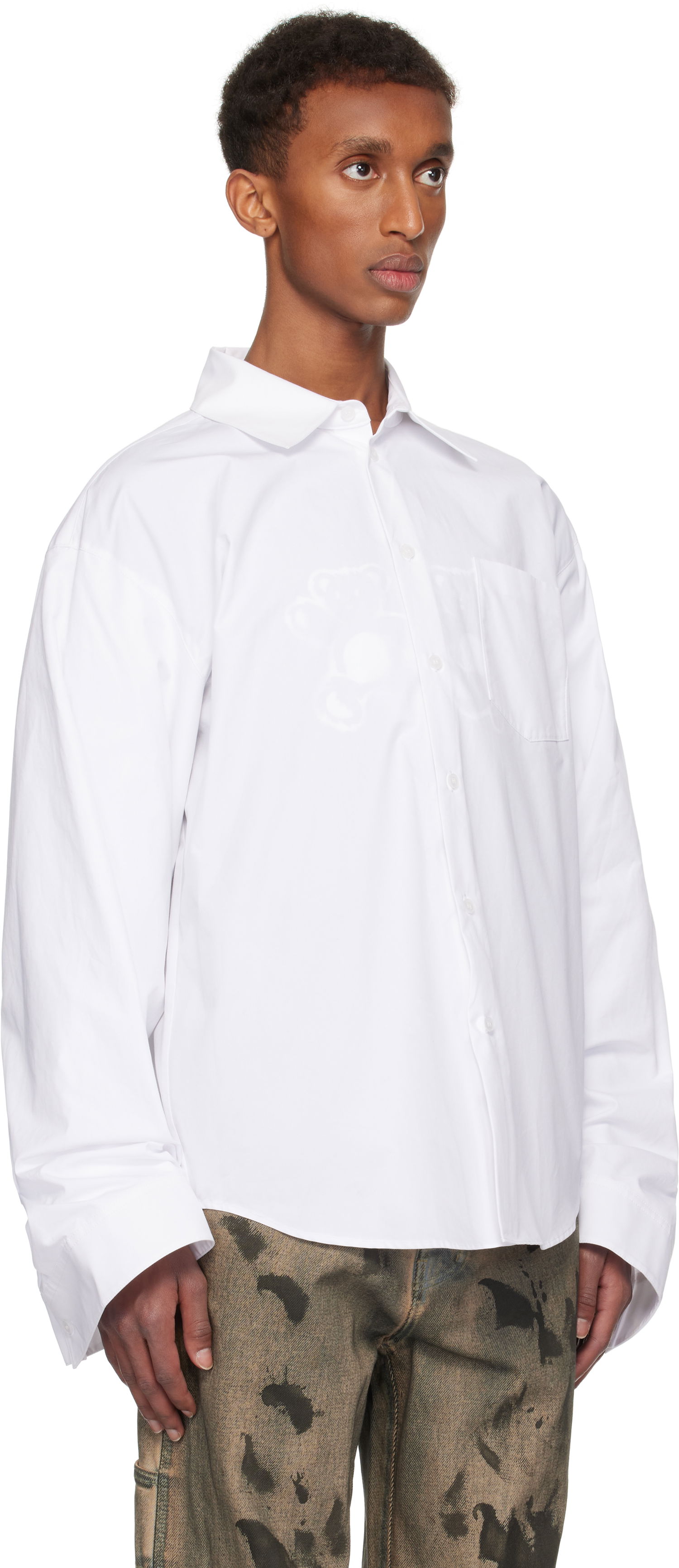 Paita We11done We11done Twisted Sleeve Button-Up Shirt Valkoinen | WD-SH3-24-110-U-WH, 1