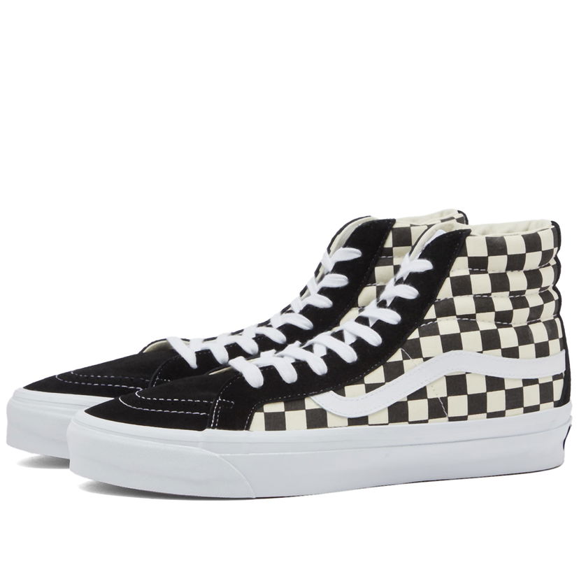 Skateboarding Vans Men's Sk8-Hi Reissue 38 Sneakers in Lx Checkerboard Black/Off White, Size UK 10 | END. Clothing Musta | VN000CR02BO