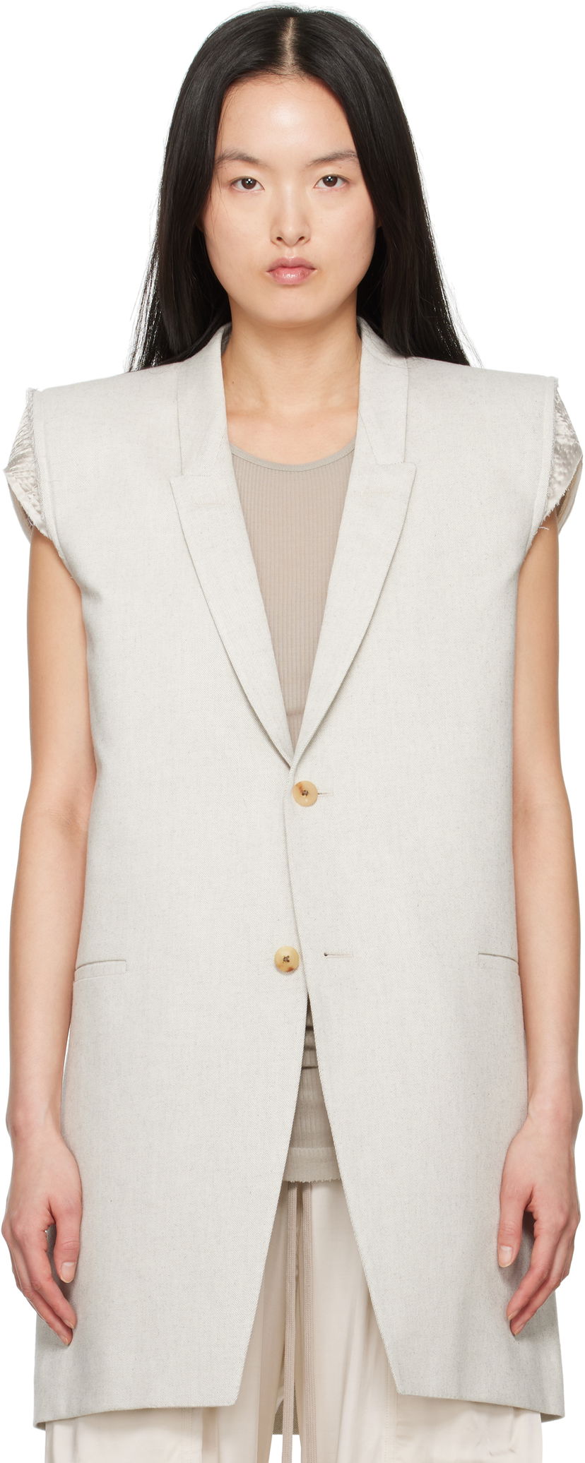 Liivi Rick Owens Rick Owens Hollywood Dirt Tailored Sleeveless Denim Blazer Beige | RP01E7768 DRD
