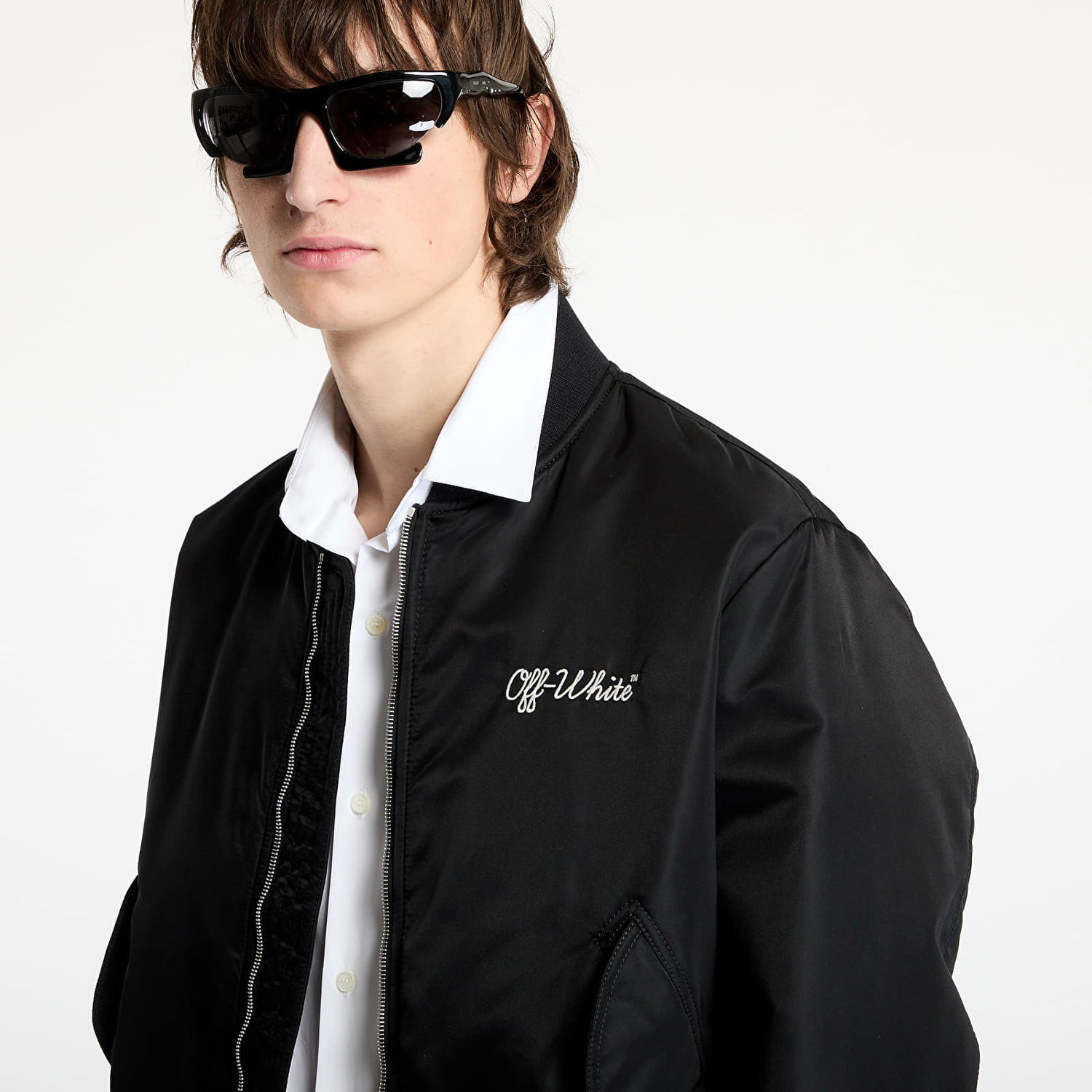 Bomber-takki Off-White Script Nyl Varsity Bomber Jacket Musta | OMEH05EC99FAB0011001, 1