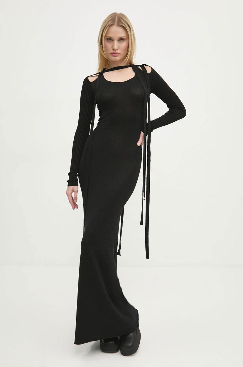Mekko Y/PROJECT Multiscarf Long Sleeve Maxi Dress Musta | 106DR008