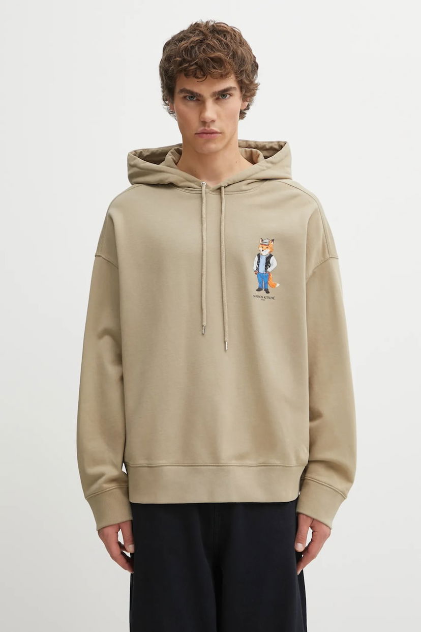 Huppari MAISON KITSUNÉ Dressed Fox Oversize Hoodie Beige | PM00707KM0340