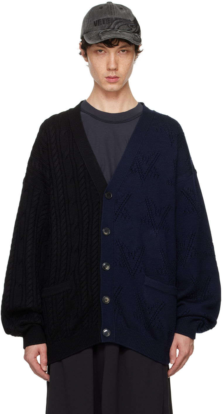 Villapaita VETEMENTS Split Deconstructed Cardigan Musta | UA65KN206B
