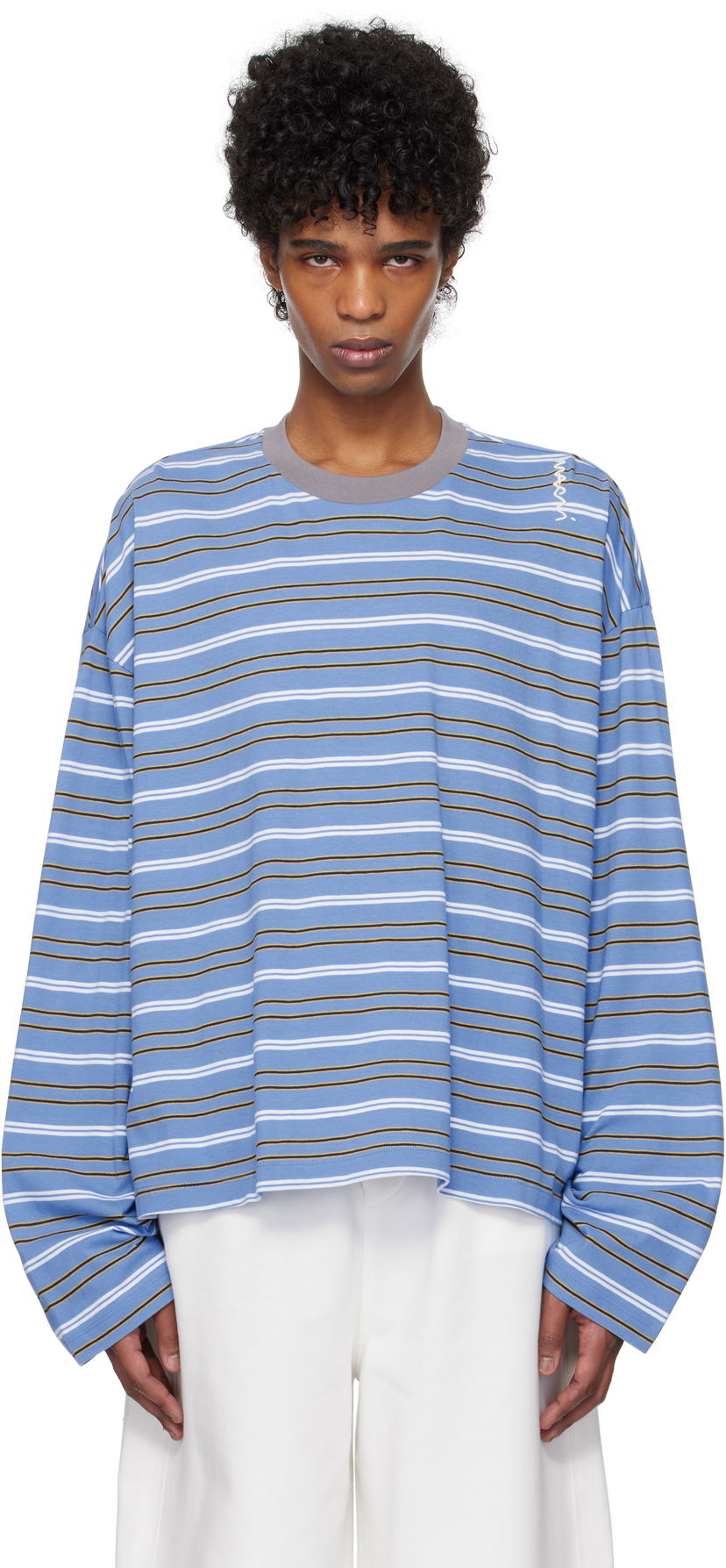 Villapaita Marni Marni Striped Long Sleeve T-Shirt Sininen | HUMU0325S0 UTC452