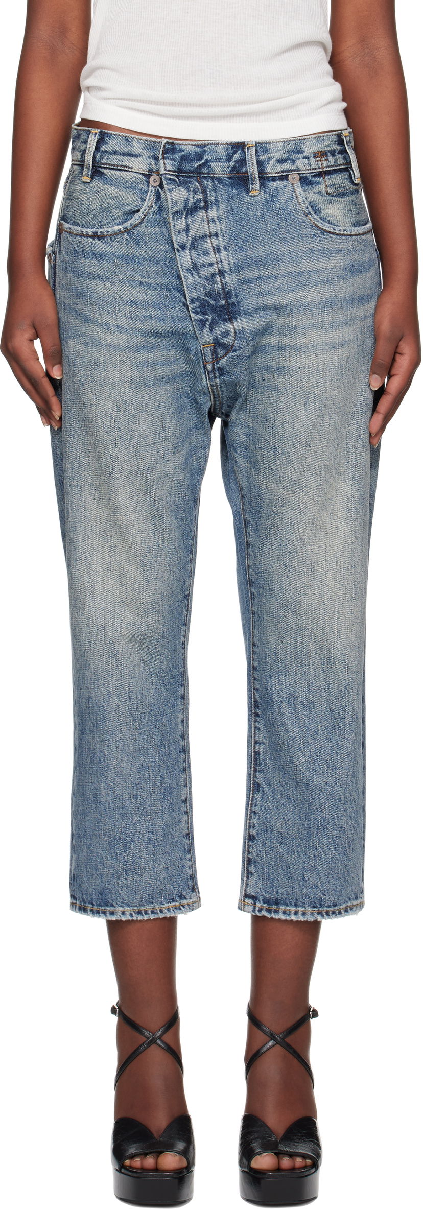 Jeans R13 R13 Exene Cropped Distressed Jeans Sininen | R13WD139-D213A