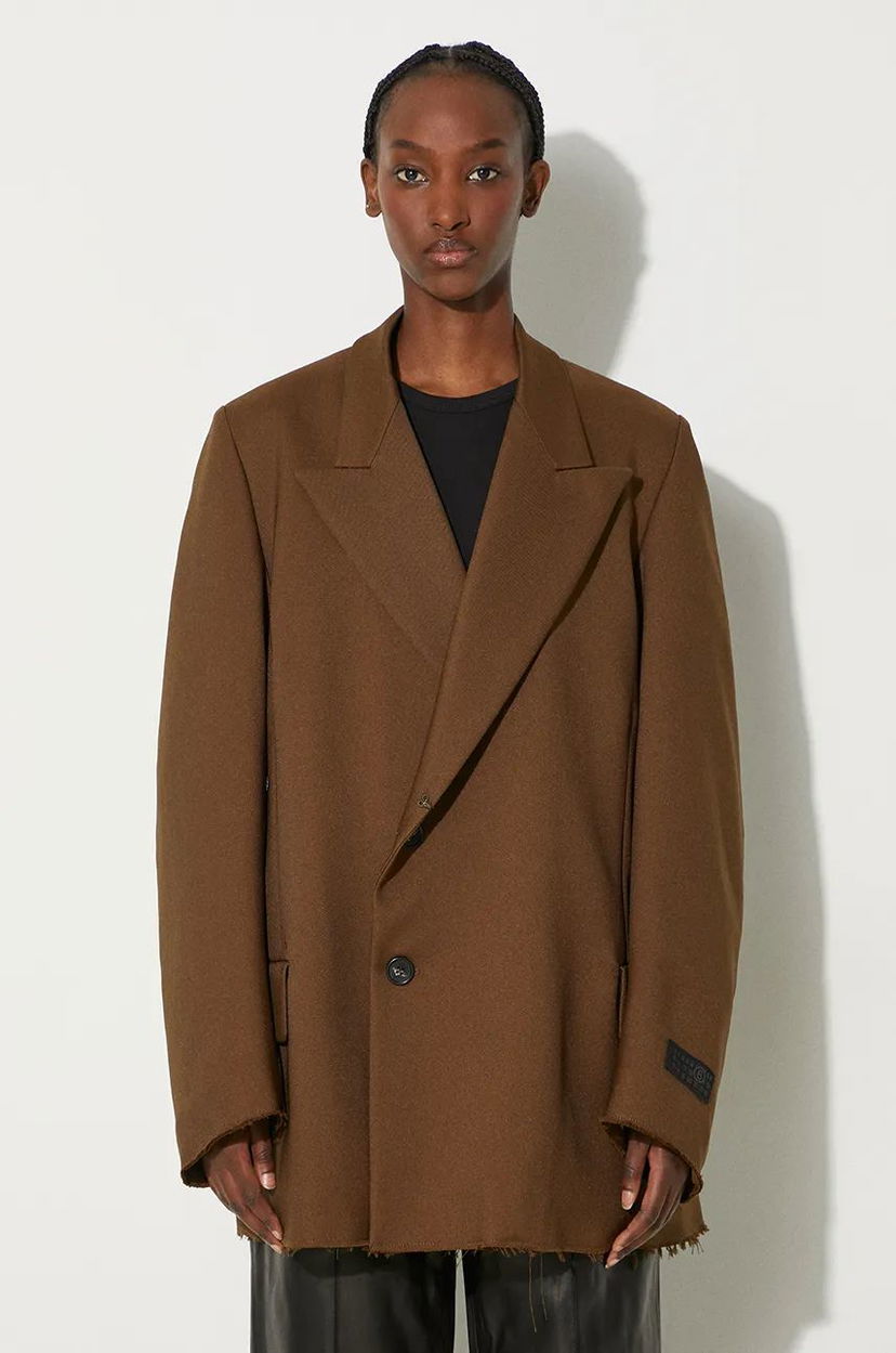 Takki Maison Margiela Oversized Frayed Blazer Ruskea | S62BN0106.M35222