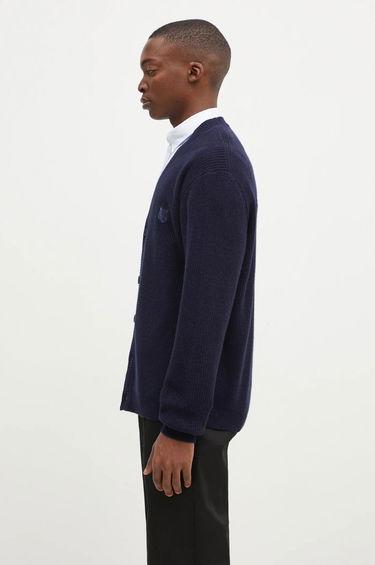 Villapaita MAISON KITSUNÉ Ribbed Cardigan With Logo Patch Vihreä | NM00501KT1093, 1