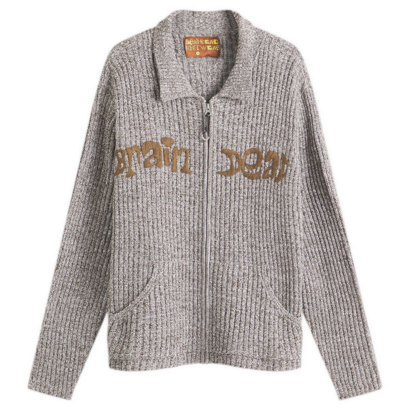 Villapaita Brain Dead Brain Dead Rib Knit Cardigan, Size Large Harmaa | BDS25012O043-BRN
