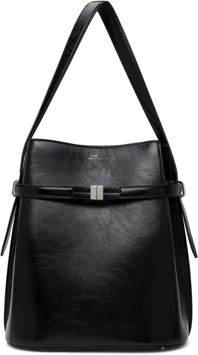 Kangaskassi TOTEME Totême Belted Naplack Leather Bucket Bag Musta | 244-WAL0048-LE0046