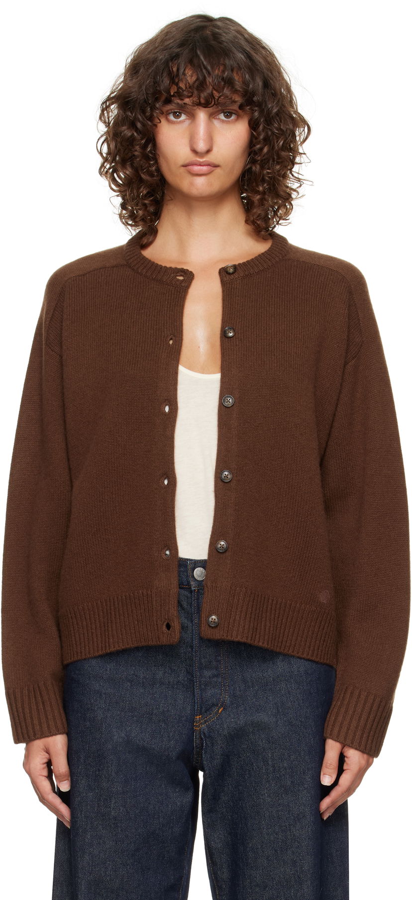 Villapaita Loulou de Saison Loulou de Saison Aidar Cashmere Blend Cardigan Ruskea | AIDAR LDS