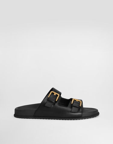 Asusteet Dolce & Gabbana Dolce & Gabbana Calfskin Double Buckle Slides Musta | CQ0632AS73880999, 0