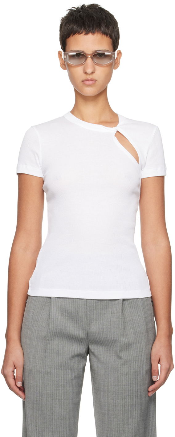 Tankkitoppi Helmut Lang Helmut Lang Asymmetrical Slash T-Shirt Valkoinen | N09HW505
