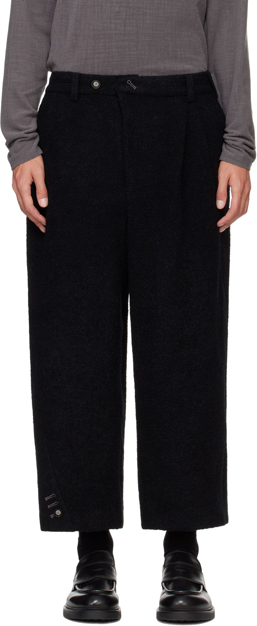 Housut ADER ERROR Black Wool Straight-Leg Trousers Musta | BN01FWSA0207BK