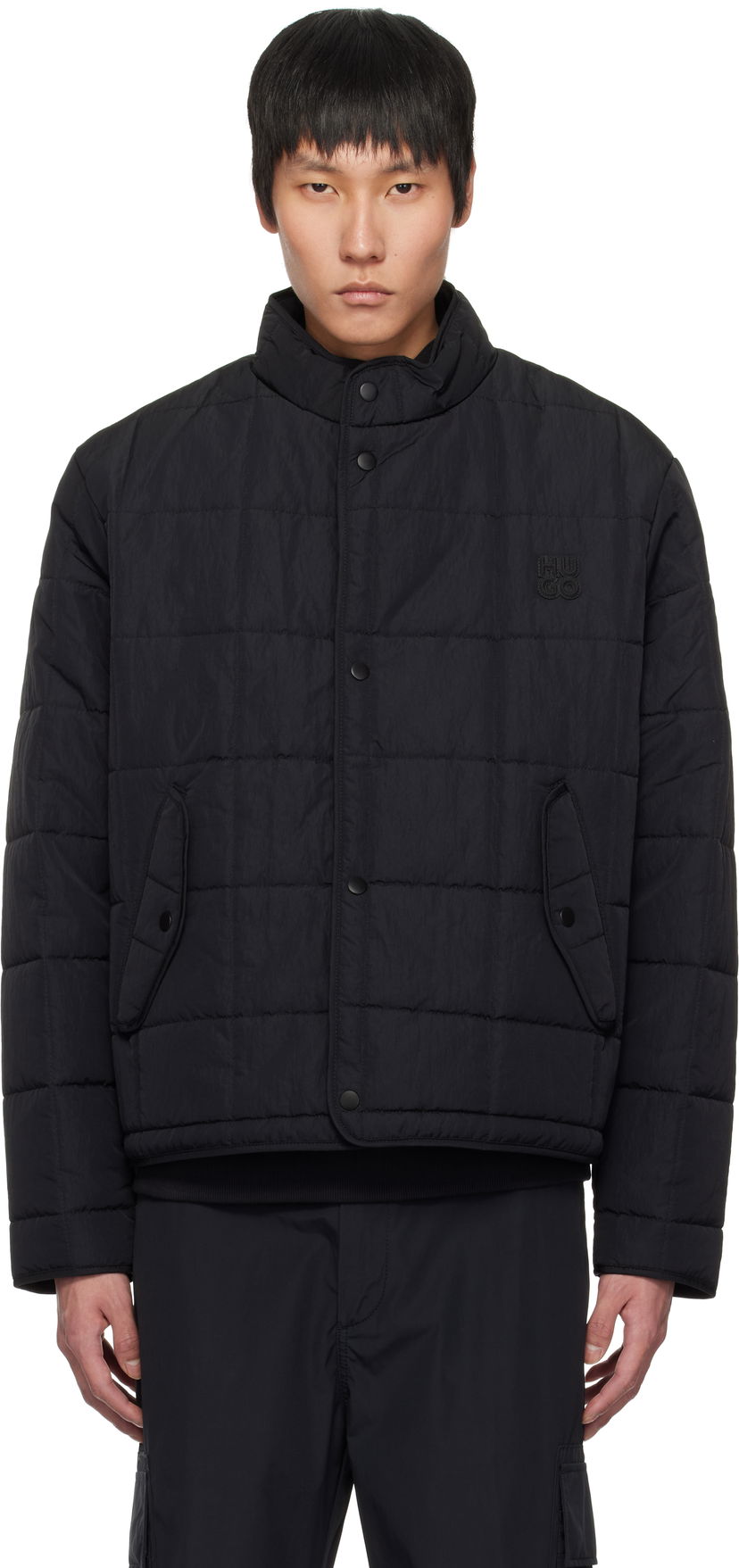 Puffer takki BOSS HUGO Nylon Puffer Jacket Musta | 50530755
