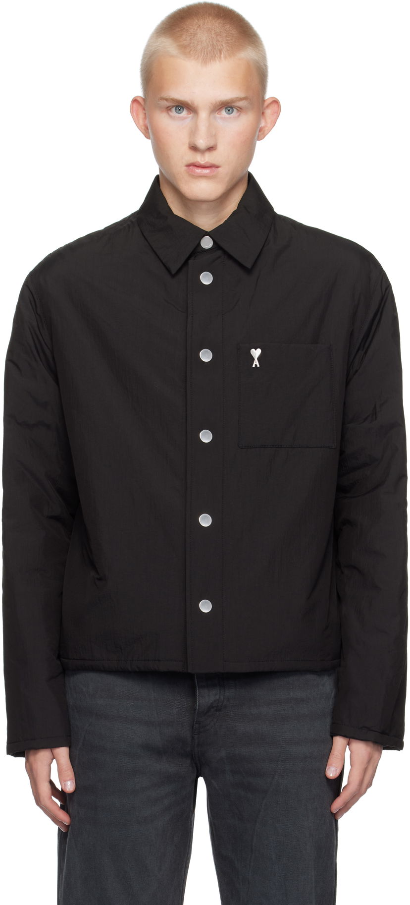 Paita AMI Padded Overshirt Musta | HJK238.PA0009