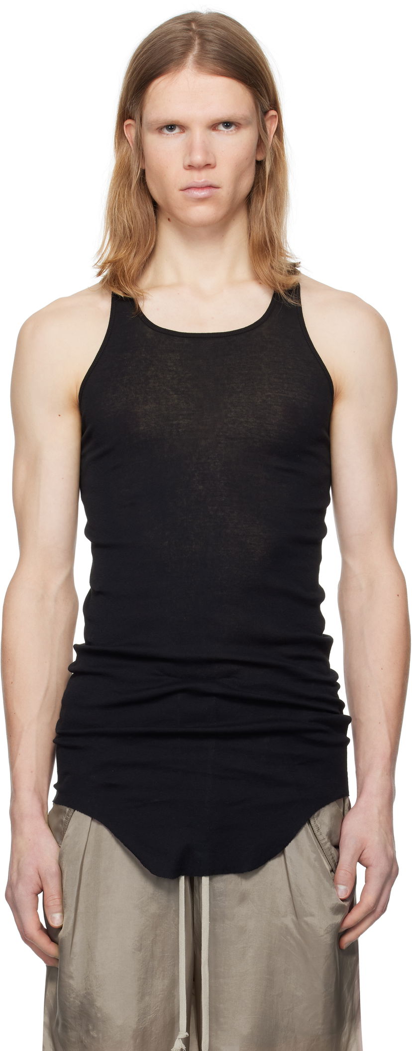 Tankkitoppi Rick Owens Rick Owens Hollywood Basic Rib Tank Top Musta | RU01E5150 MR