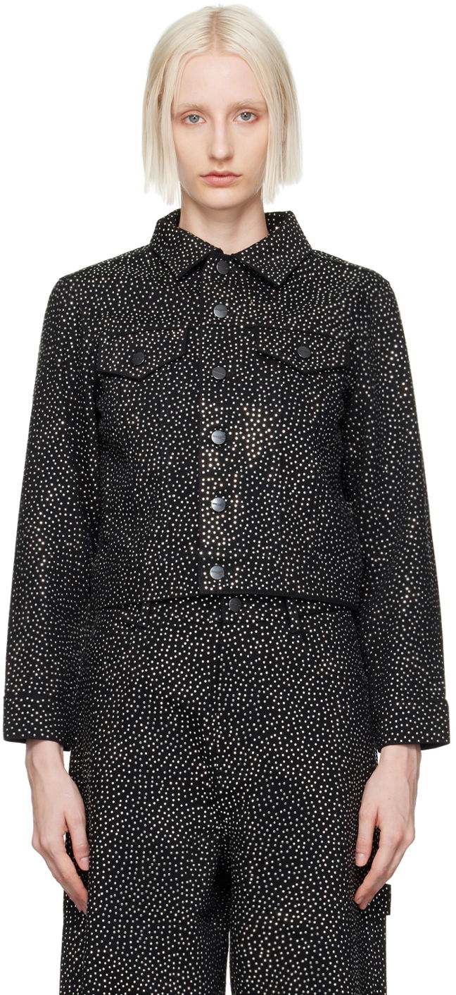 Takki Marc Jacobs Marc Jacobs 'The Glam Studs Shrunken' Denim Jacket Musta | 2F4RJC015D12