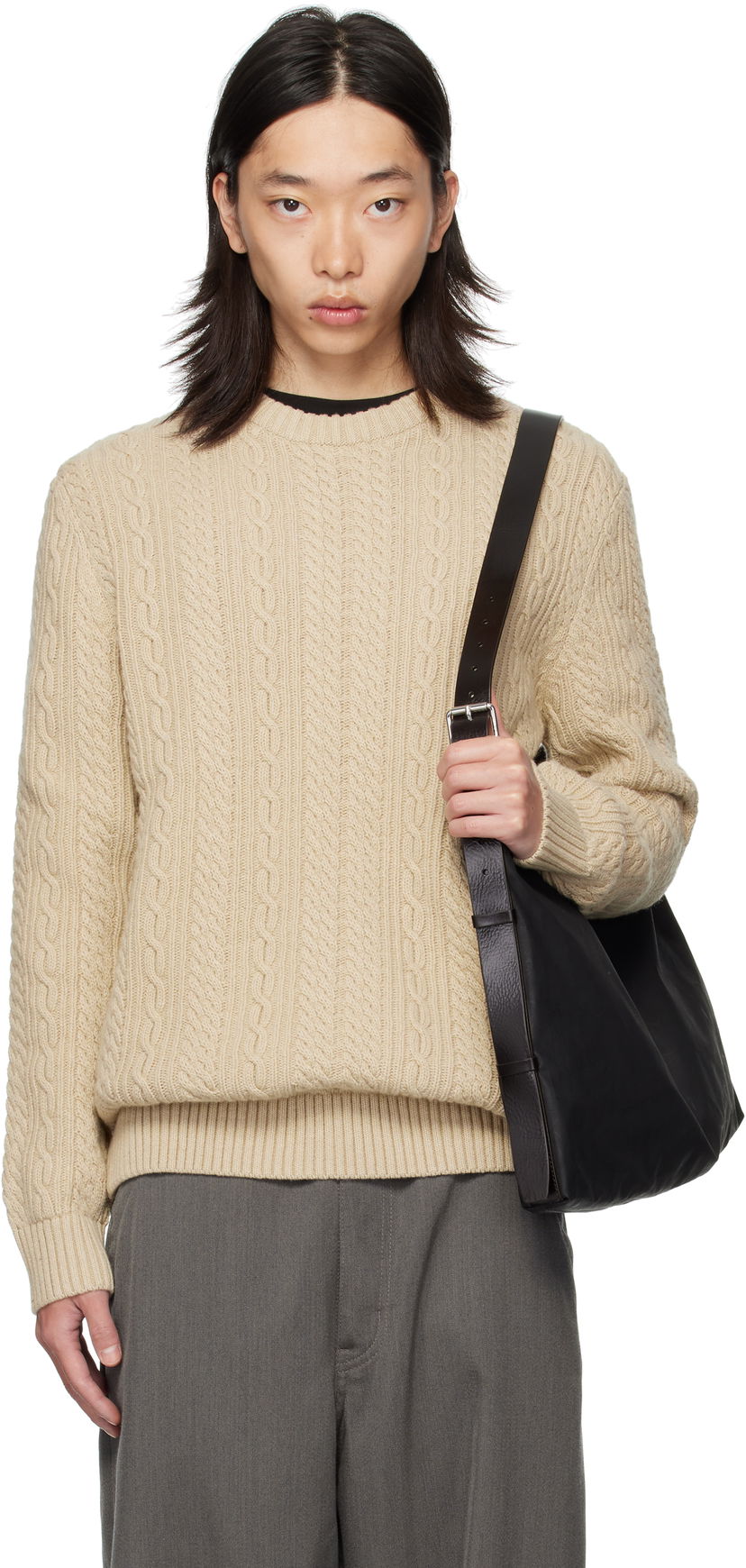 Villapaita Barbour Barbour Lowfen Cable Knit Sweater Beige | MKN1679ST51