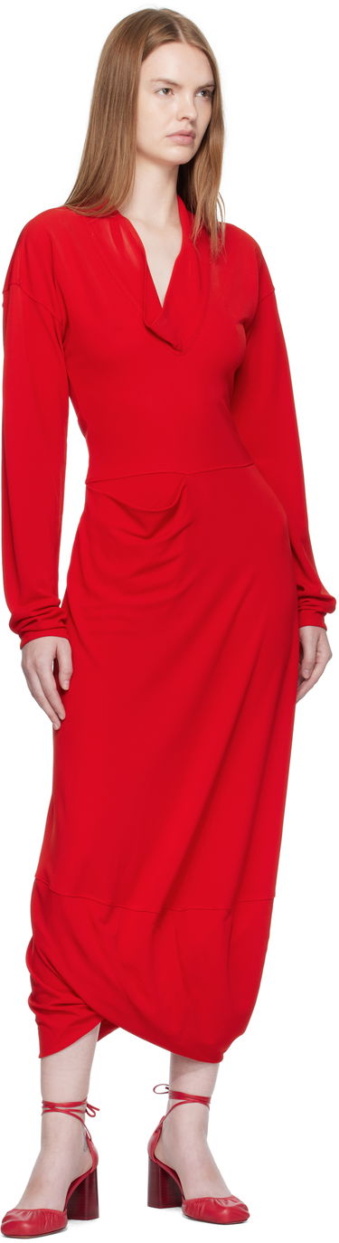 Mekko LEMAIRE LEMAIRE V Neck Maxi Dress Punainen | DR1127 LJ1040, 3