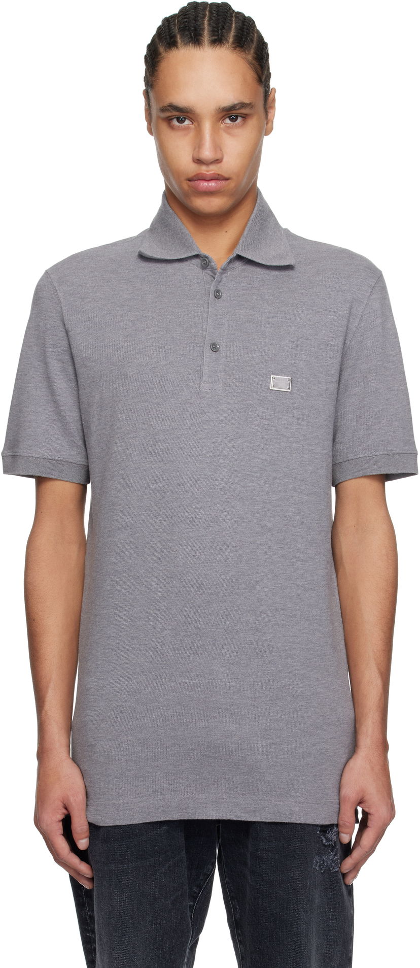 Poolopaita Dolce & Gabbana Dolce&Gabbana Cotton Polo with Metal Tag Harmaa | G8SN1TFU7EN